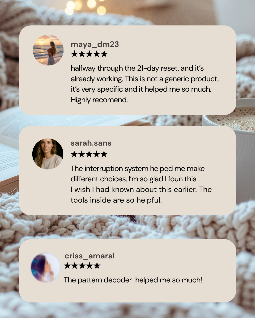 Testimonials from women who used the Pattern Interruption System™